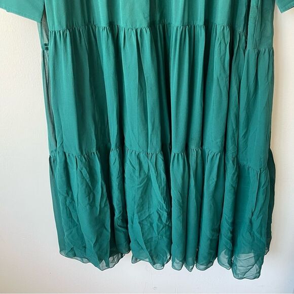 J.CREW  Woman  Tuxedo Dress Oversized Langenlook 100% Silk Green Size 16 - Picture 8 of 13